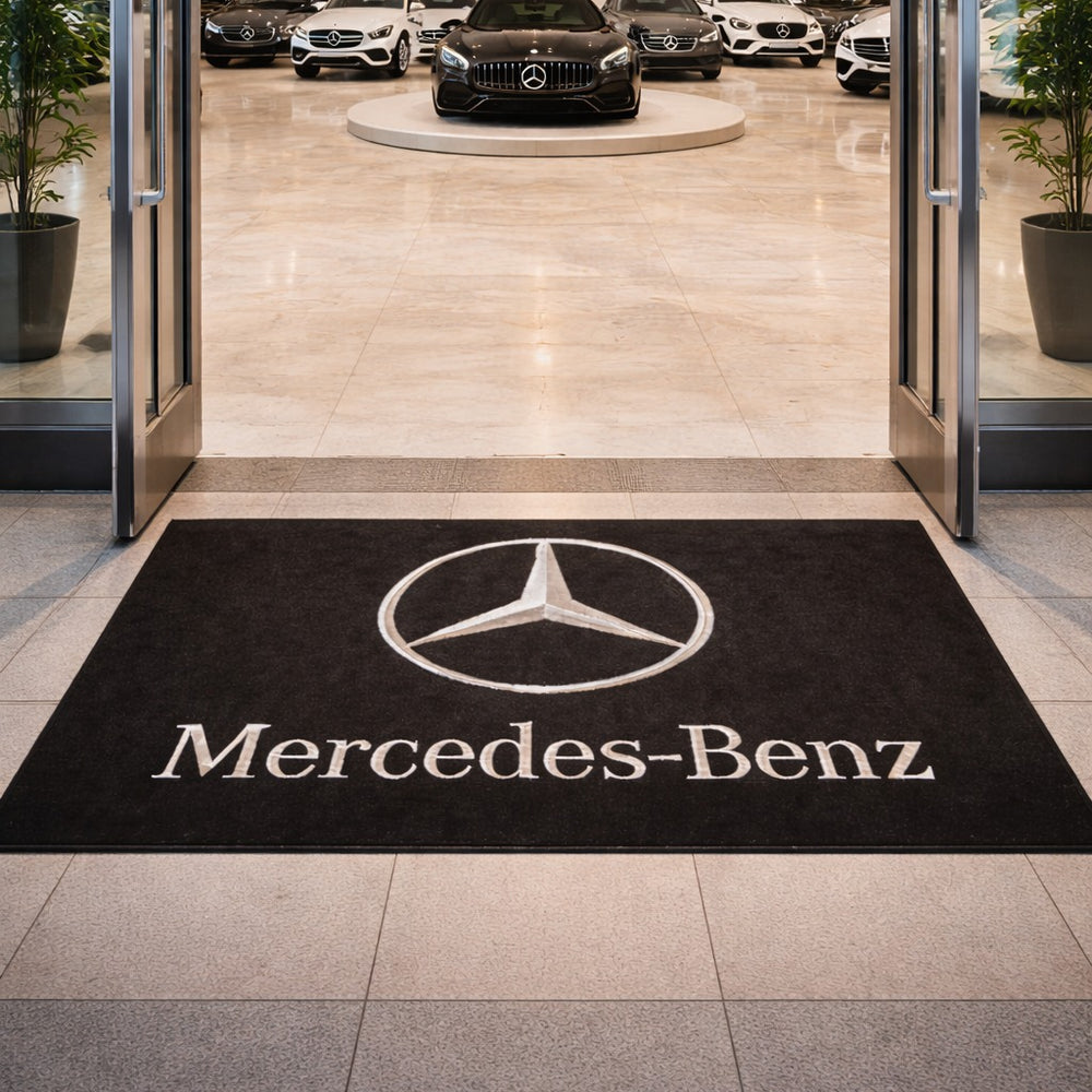 Mercedes Luxury Logo Rug and Display Mat Garage, Home, Office, Showroom Floor Decor, 60x87 in / 150x220 cm