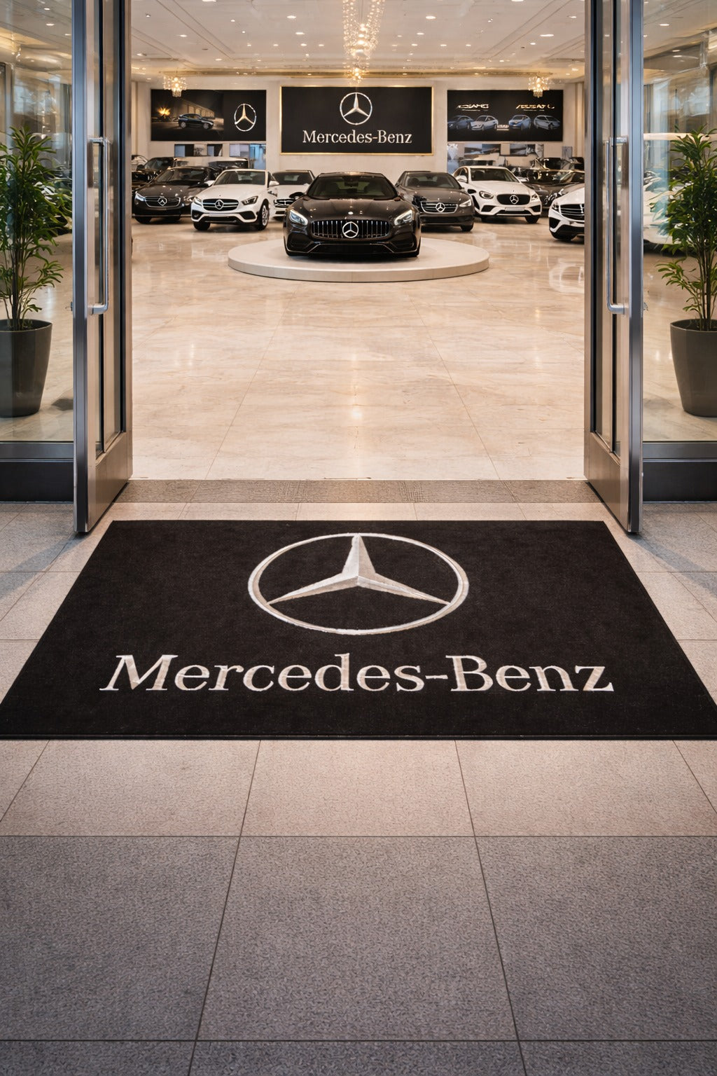 Mercedes Luxury Logo Rug and Display Mat Garage, Home, Office, Showroom Floor Decor, 60x87 in / 150x220 cm