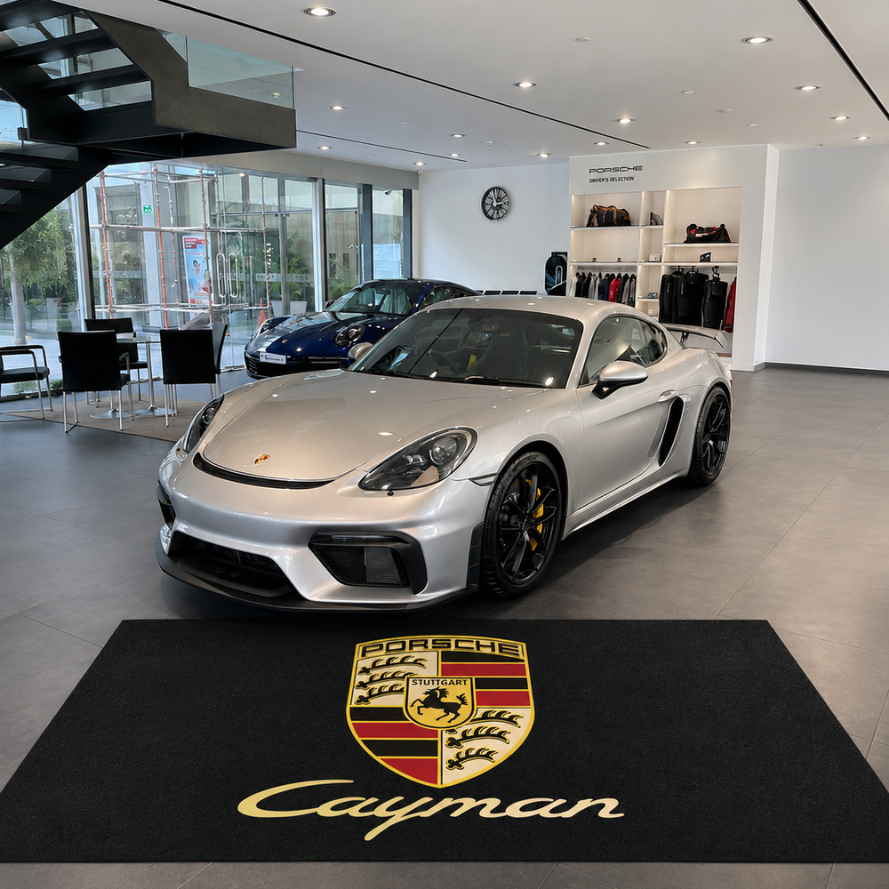 Porsche Cayman Luxury Logo Rug and Display Mat Garage, Home, Office, Showroom Floor Decor, 60x87 in / 150x220 cm
