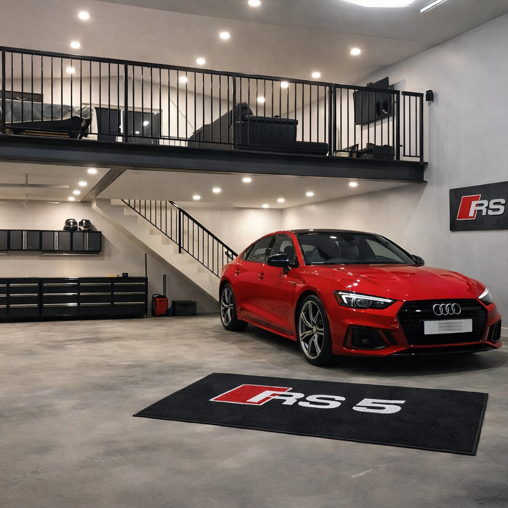 Audi RS5 Premium Luxury Logo Rug and Display Mat Garage, Home, Office, Showroom Floor Decor, 60x87 in / 150x220 cm