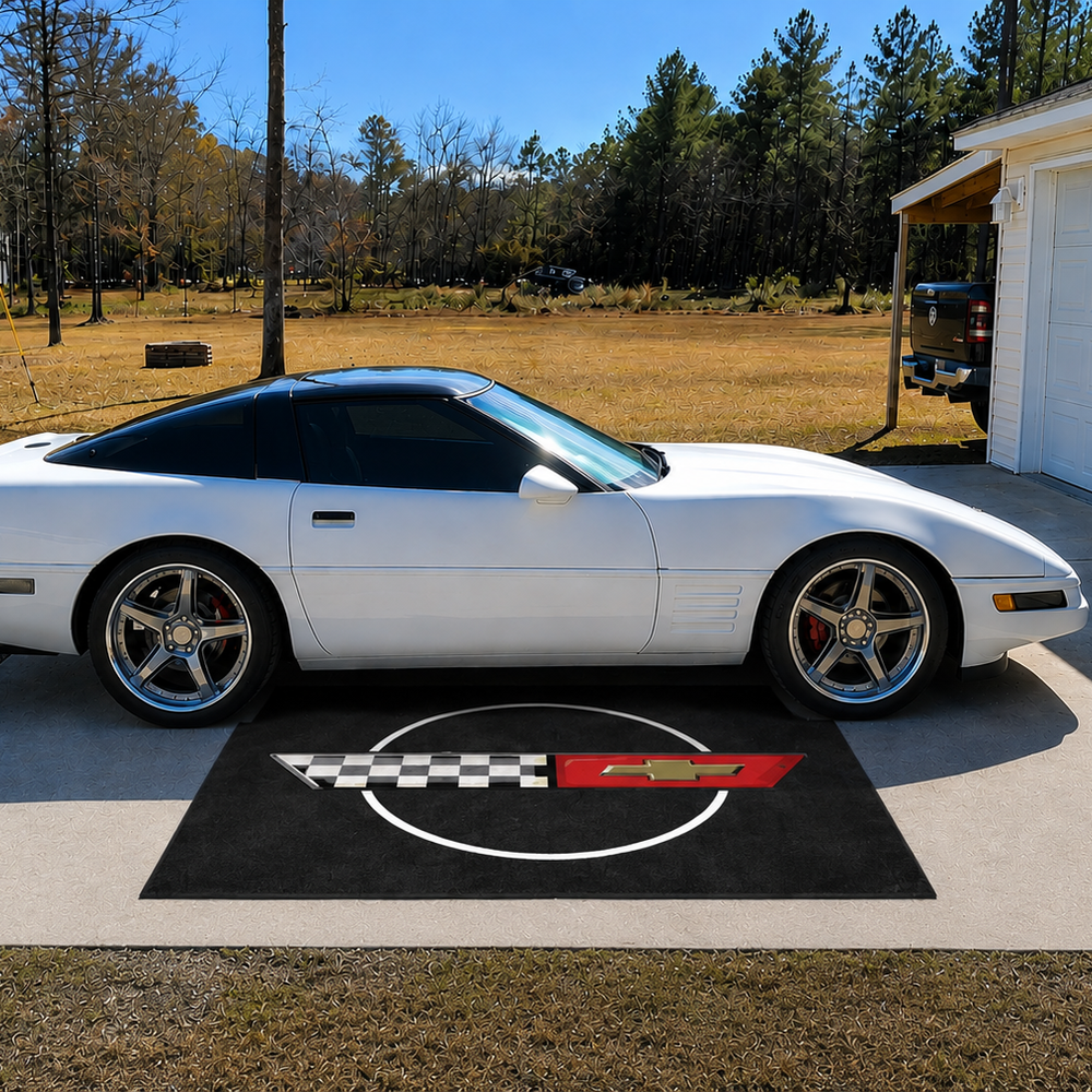 Corvette C4 Premium Luxury Logo Rug and Display Mat Garage, Home, Office, Showroom Floor Decor, 60x87 in / 150x220 cm