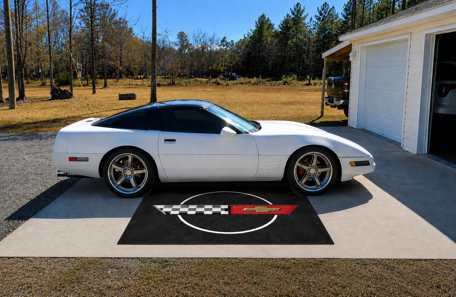 Corvette C4 Premium Luxury Logo Rug and Display Mat Garage, Home, Office, Showroom Floor Decor, 60x87 in / 150x220 cm