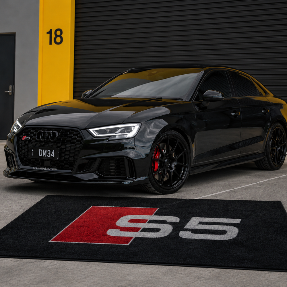 Audi S5 Premium Luxury Logo Rug and Display Mat Garage, Home, Office, Showroom Floor Decor, 60x87 in / 150x220 cm