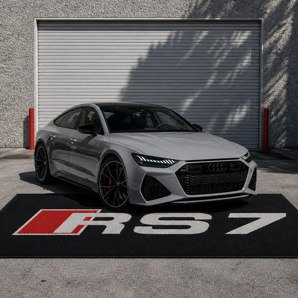Audi RS7 Premium Luxury Logo Rug and Display Mat Garage, Home, Office, Showroom Floor Decor, 60x87 in / 150x220 cm