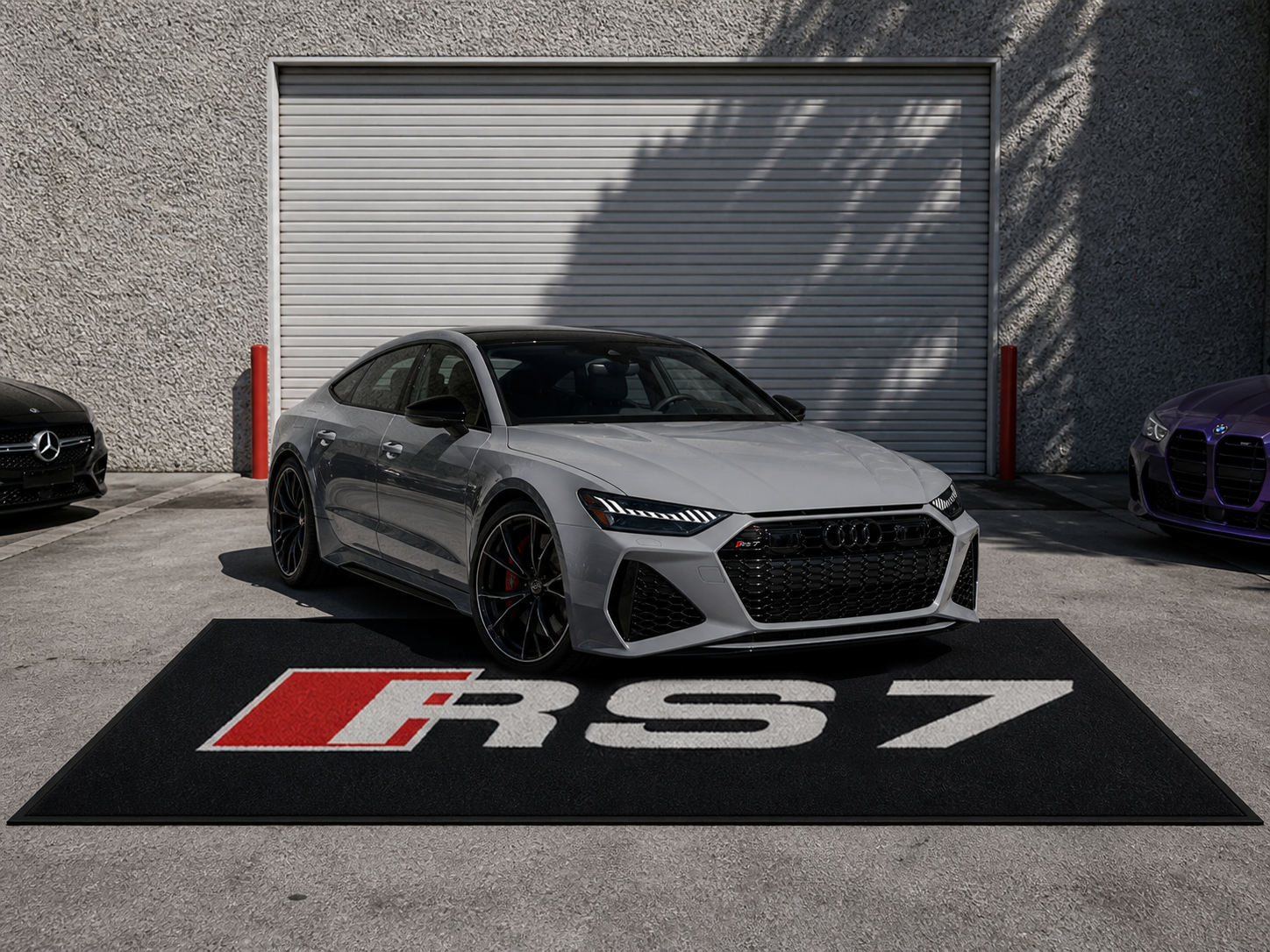 Audi RS7 Premium Luxury Logo Rug and Display Mat Garage, Home, Office, Showroom Floor Decor, 60x87 in / 150x220 cm