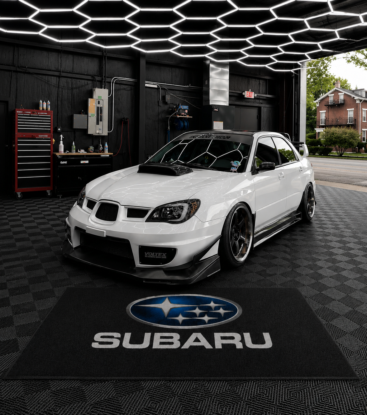 Subaru Luxury Logo Rug and Display Mat Garage, Home, Office, Showroom Floor Decor, 60x87 in / 150x220 cm