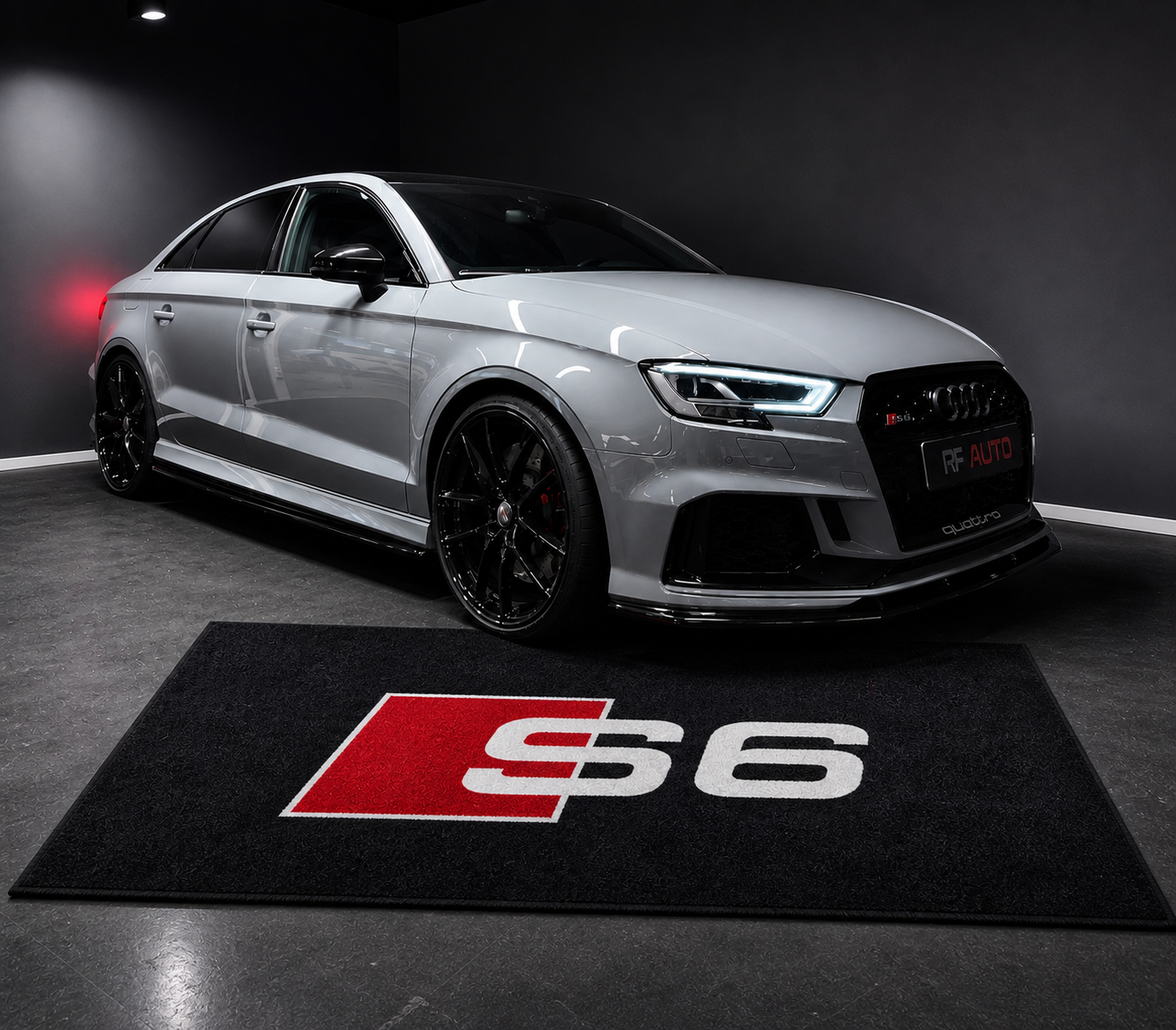 Audi S6 Premium Luxury Logo Rug and Display Mat Garage, Home, Office, Showroom Floor Decor, 60x87 in / 150x220 cm