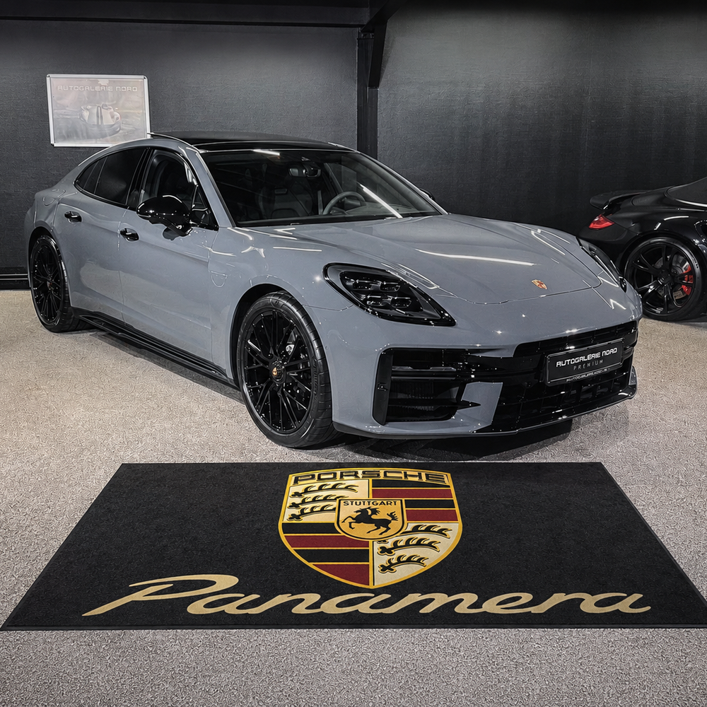 Porsche Panamera Luxury Logo Rug and Display Mat Garage, Home, Office, Showroom Floor Decor, 60x87 in / 150x220 cm