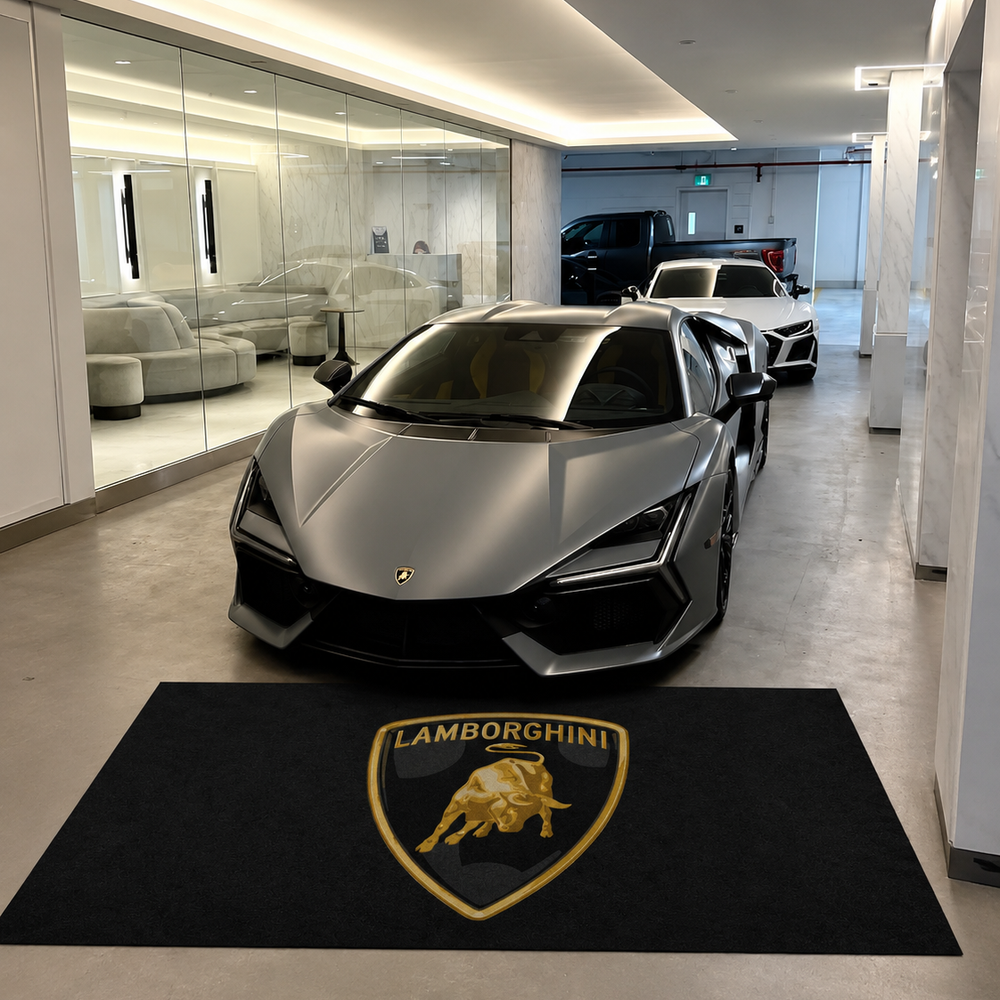 Lamborghini Luxury Logo Rug and Display Mat Garage, Home, Office, Showroom Floor Decor, 60x87 in / 150x220 cm