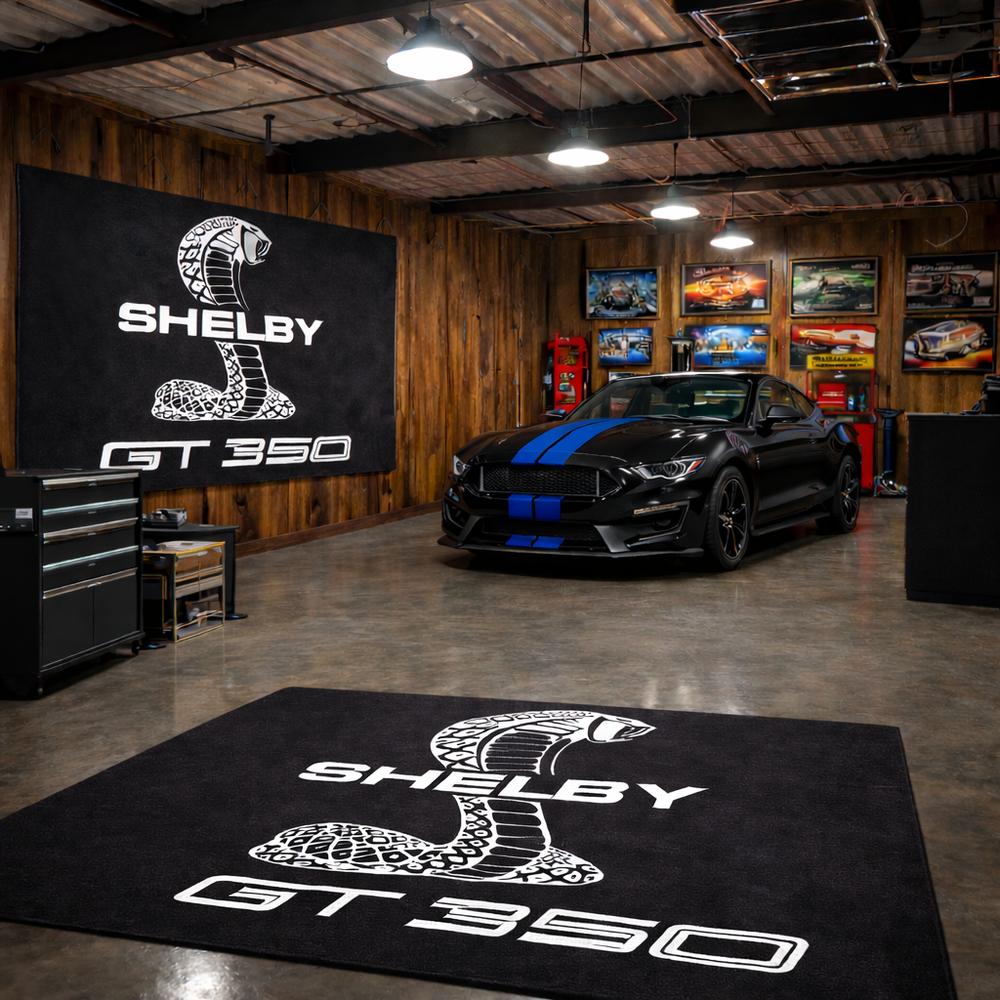 Shelby GT350 Luxury Logo Rug and Display Mat Garage, Home, Office, Showroom Floor Decor, 60x87 in / 150x220 cm