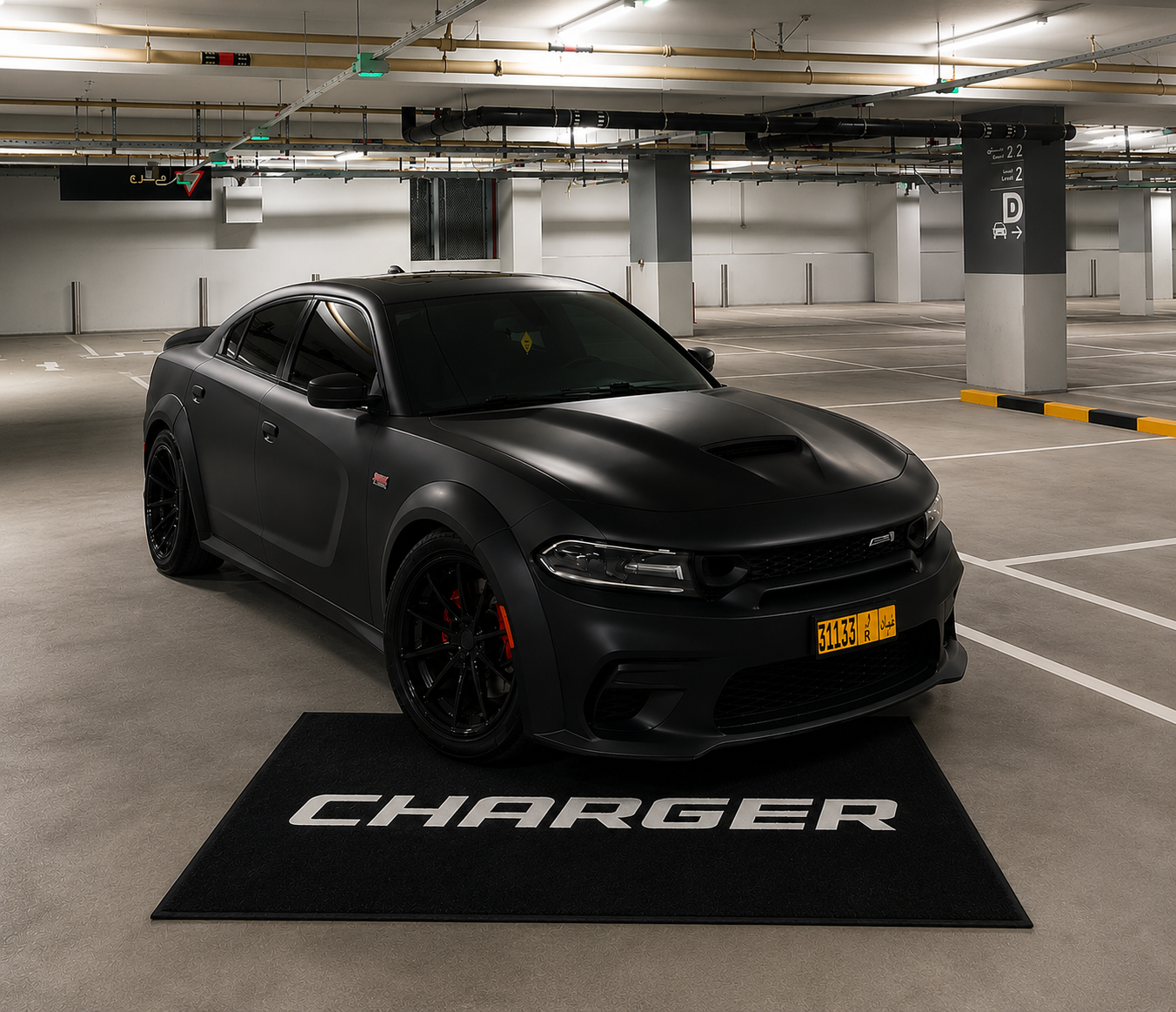 Dodge Charger Luxury Logo Rug and Display Mat Garage, Home, Office, Showroom Floor Decor, 60x87 in / 150x220 cm