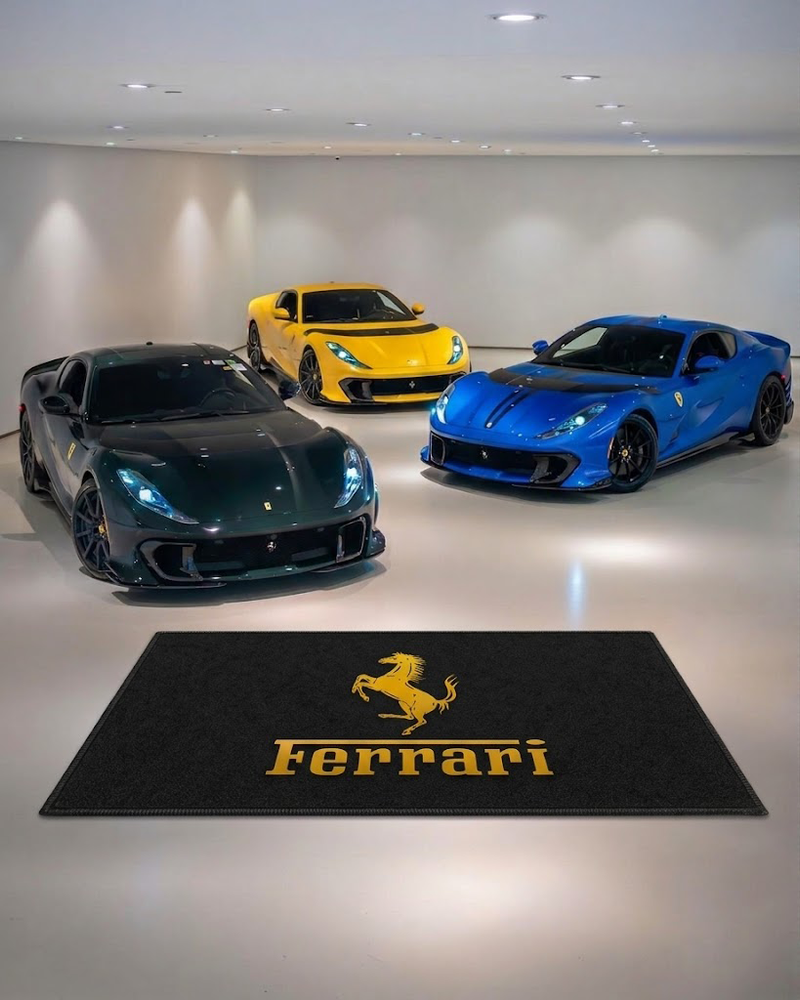 Ferrari Gold Luxury Logo Rug and Display Mat Garage, Home, Office, Showroom Floor Decor, 60x87 in / 150x220 cm
