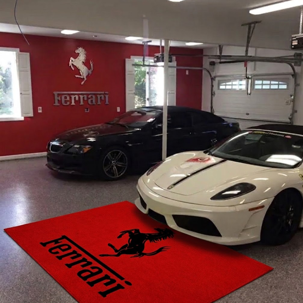 Ferrari Horse Luxury Logo Rug and Display Mat Garage, Home, Office, Showroom Floor Decor, 60x87 in / 150x220 cm