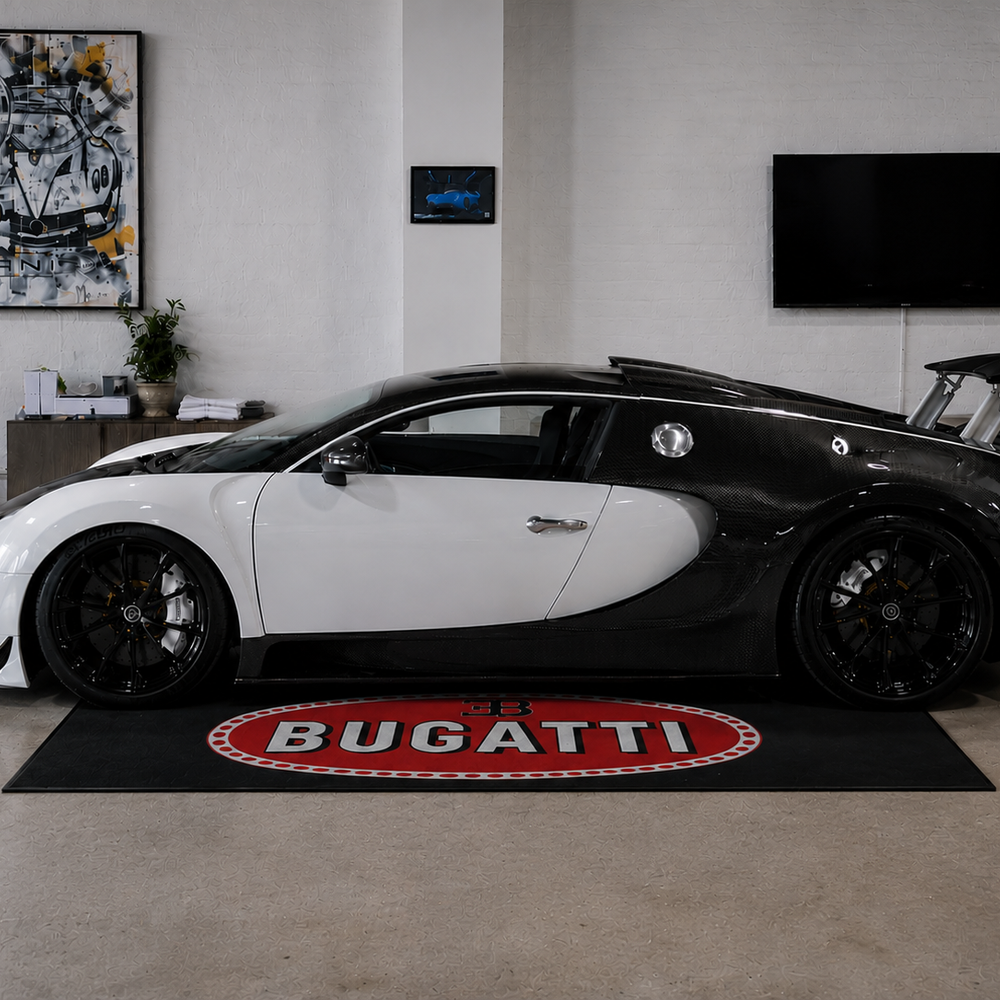 Bugatti Premium Luxury Logo Rug and Display Mat Garage, Home, Office, Showroom Floor Decor, 60x87 in / 150x220 cm