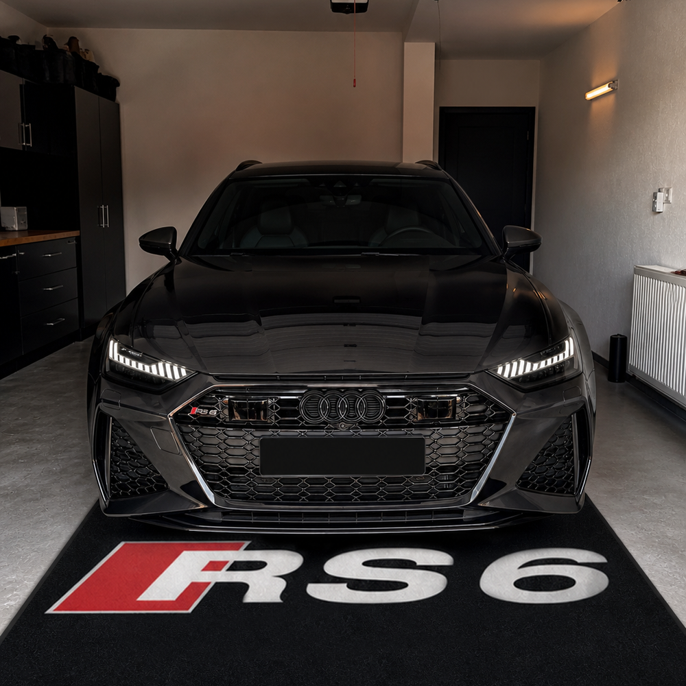 Audi RS6 Premium Luxury Logo Rug and Display Mat Garage, Home, Office, Showroom Floor Decor, 60x87 in / 150x220 cm