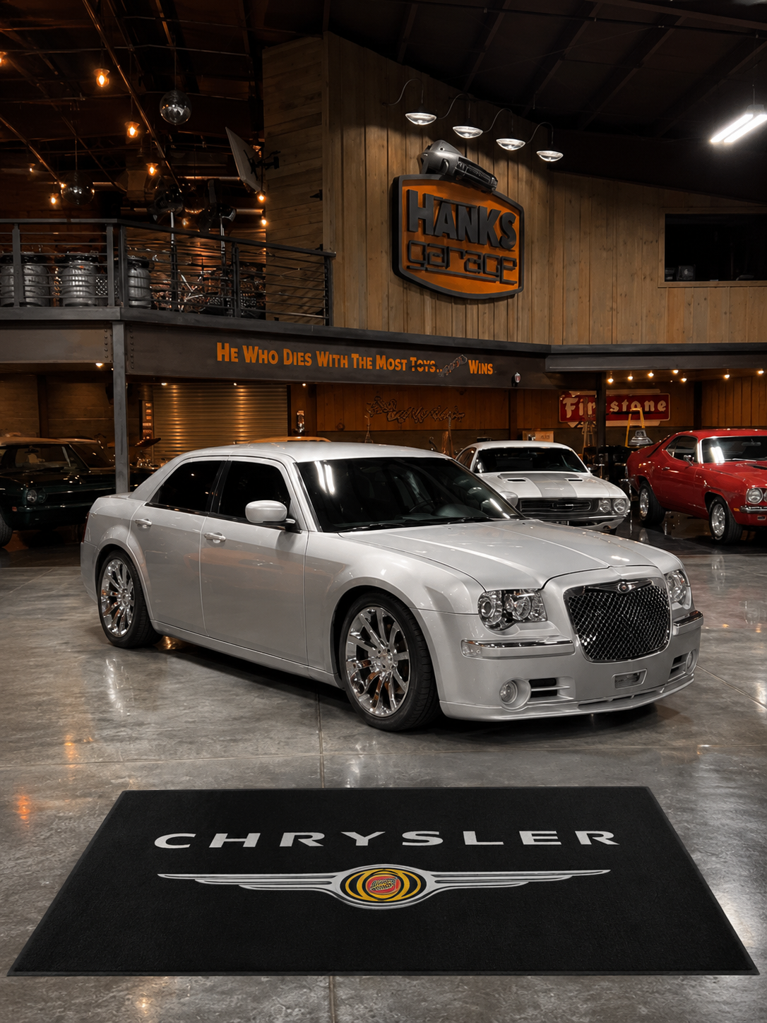 Chrysler Premium Luxury Logo Rug and Display Mat Garage, Home, Office, Showroom Floor Decor, 60x87 in / 150x220 cm