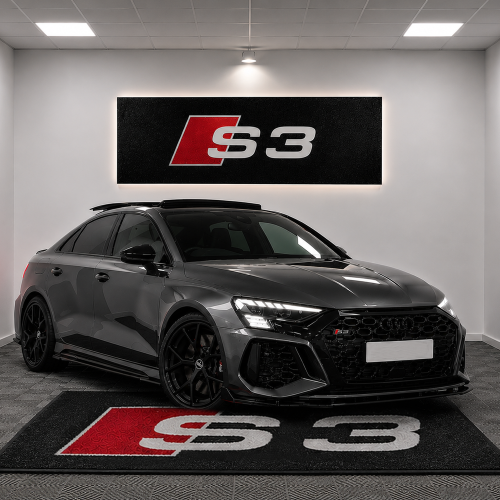 Audi S3 Premium Luxury Logo Rug and Display Mat Garage, Home, Office, Showroom Floor Decor, 60x87 in / 150x220 cm