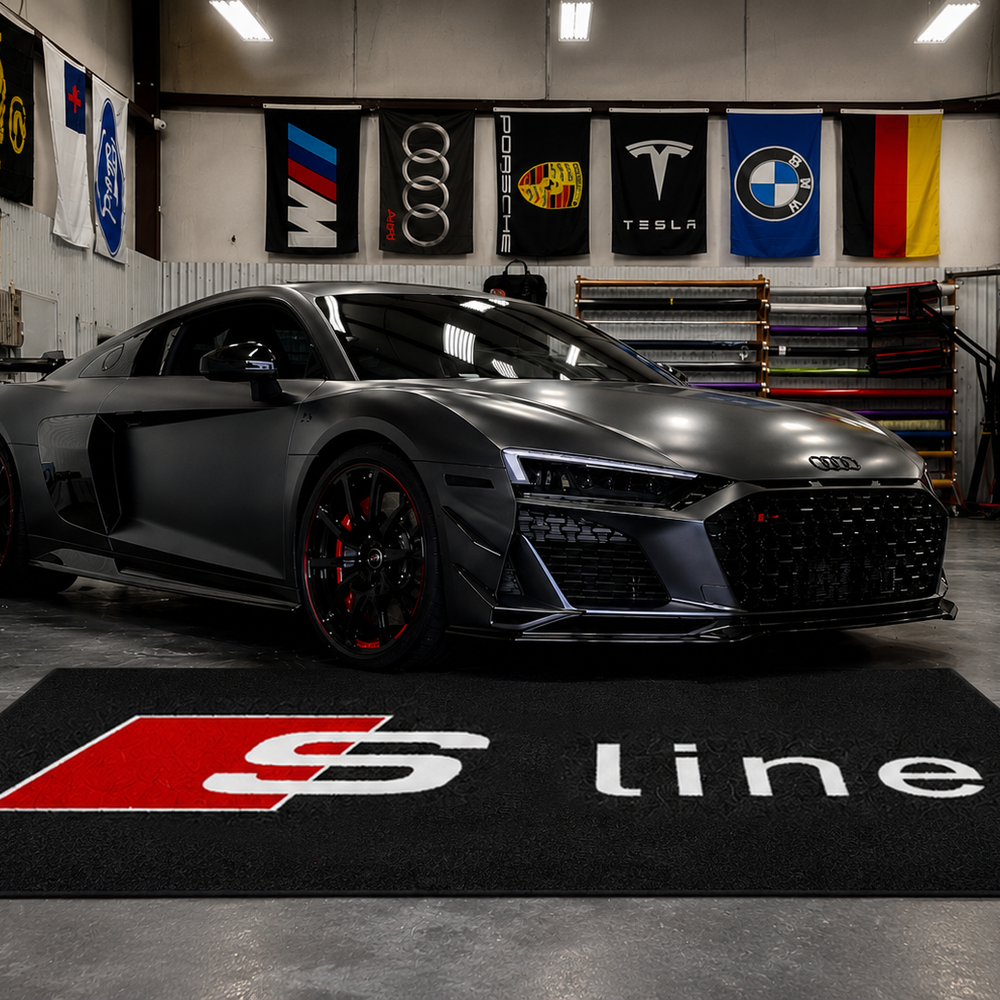 Audi S-Line Premium Luxury Logo Rug and Display Mat Garage, Home, Office, Showroom Floor Decor, 60x87 in / 150x220 cm