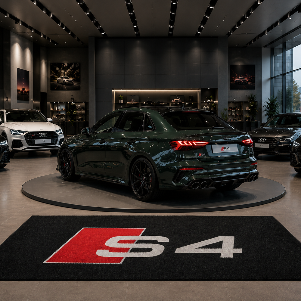 Audi S4 Premium Luxury Logo Rug and Display Mat Garage, Home, Office, Showroom Floor Decor, 60x87 in / 150x220 cm