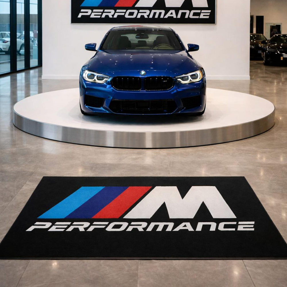 BMW M Performance Premium Luxury Logo Rug and Display Mat Garage, Home, Office, Showroom Floor Decor, 60x87 in / 150x220 cm
