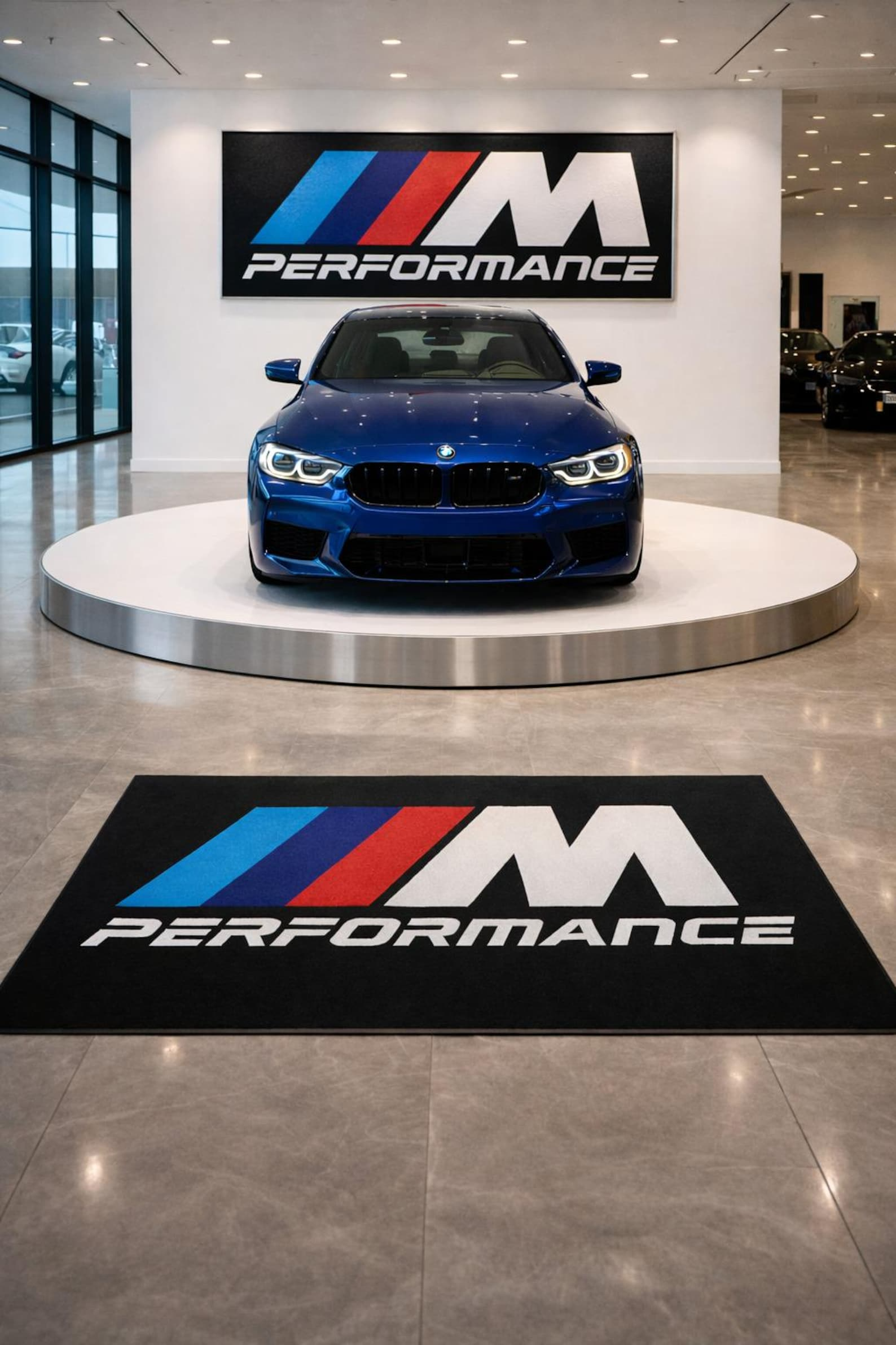 BMW M Performance Premium Luxury Logo Rug and Display Mat Garage, Home, Office, Showroom Floor Decor, 60x87 in / 150x220 cm