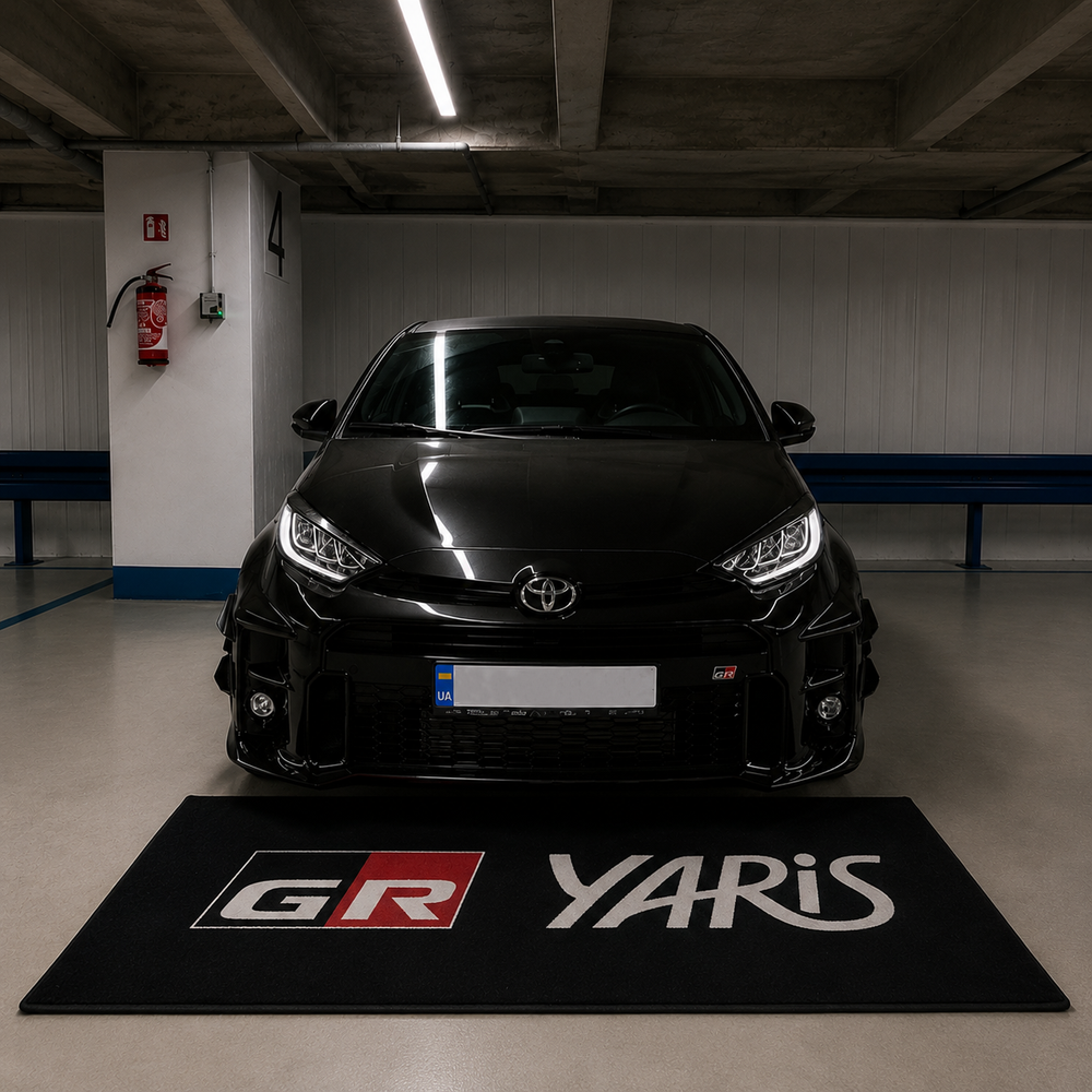 Toyota GR YARIS Luxury Logo Rug and Display Mat Garage, Home, Office, Showroom Floor Decor, 60x87 in / 150x220 cm