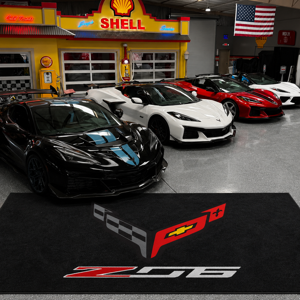 Corvette Z06 Premium Luxury Logo Rug and Display Mat Garage, Home, Office, Showroom Floor Decor, 60x87 in / 150x220 cm