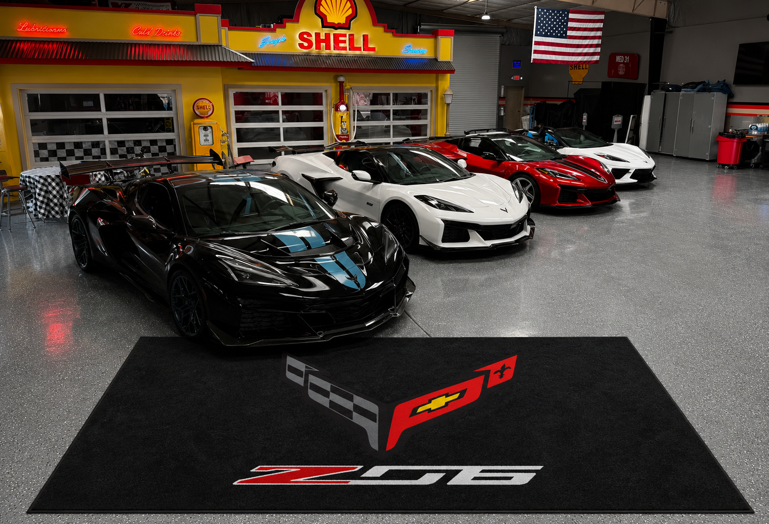 Corvette Z06 Premium Luxury Logo Rug and Display Mat Garage, Home, Office, Showroom Floor Decor, 60x87 in / 150x220 cm