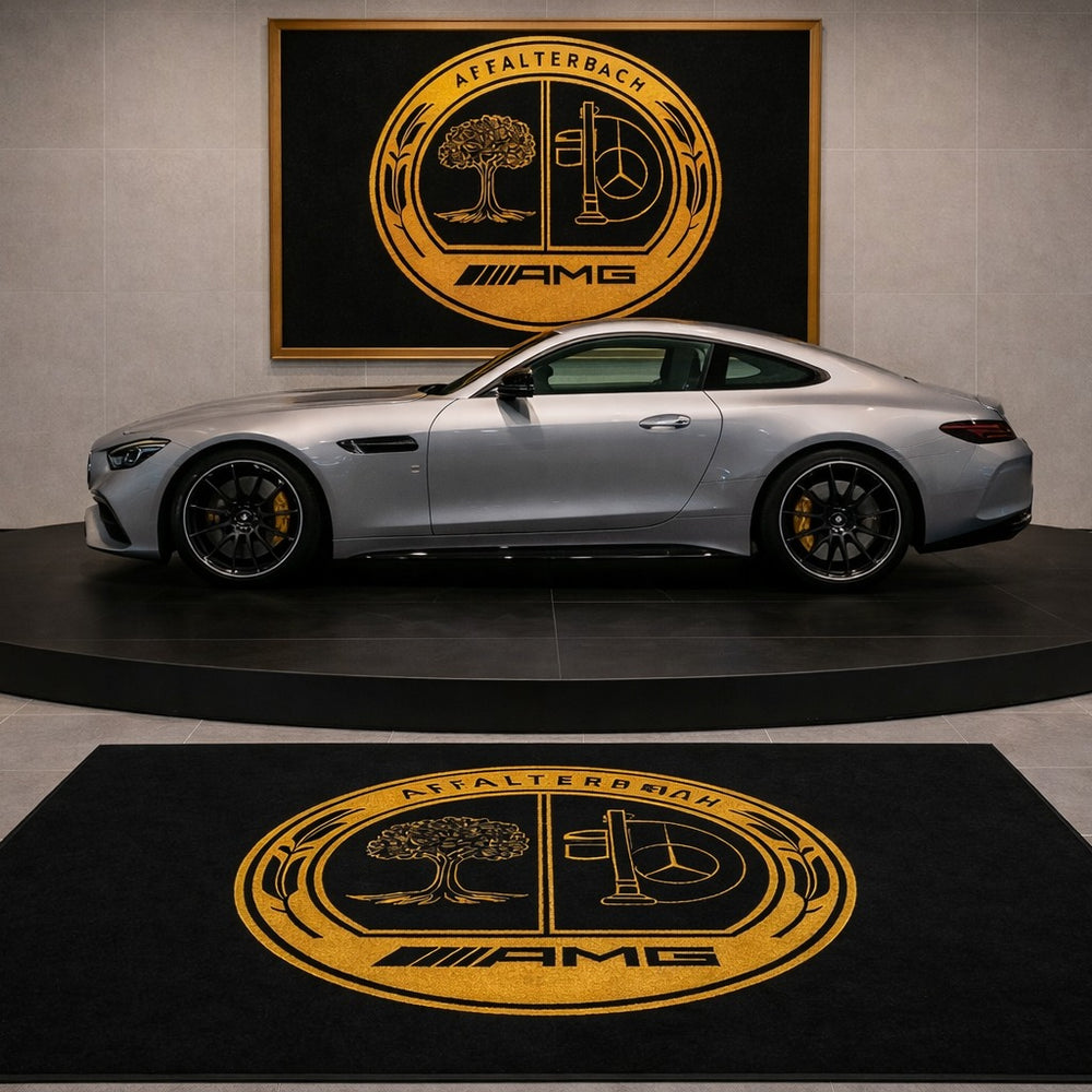 Mercedes Affalterbach Luxury Logo Rug and Display Mat Garage, Home, Office, Showroom Floor Decor, 60x87 in / 150x220 cm