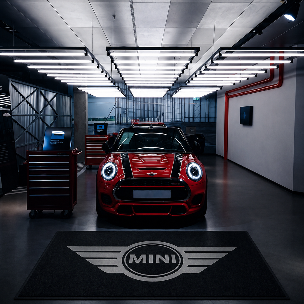 Mini Luxury Logo Rug and Display Mat Garage, Home, Office, Showroom Floor Decor, 60x87 in / 150x220 cm
