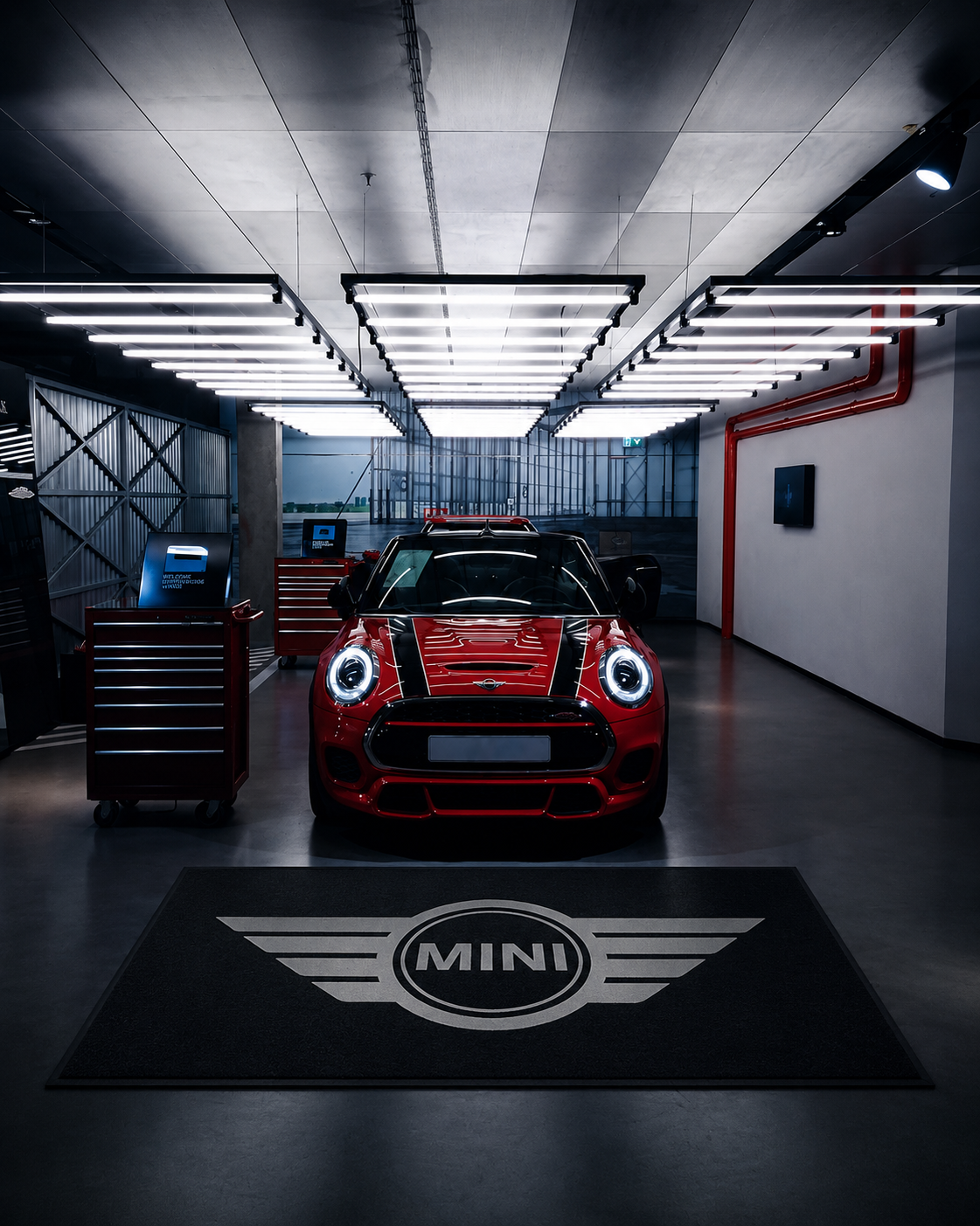 Mini Luxury Logo Rug and Display Mat Garage, Home, Office, Showroom Floor Decor, 60x87 in / 150x220 cm