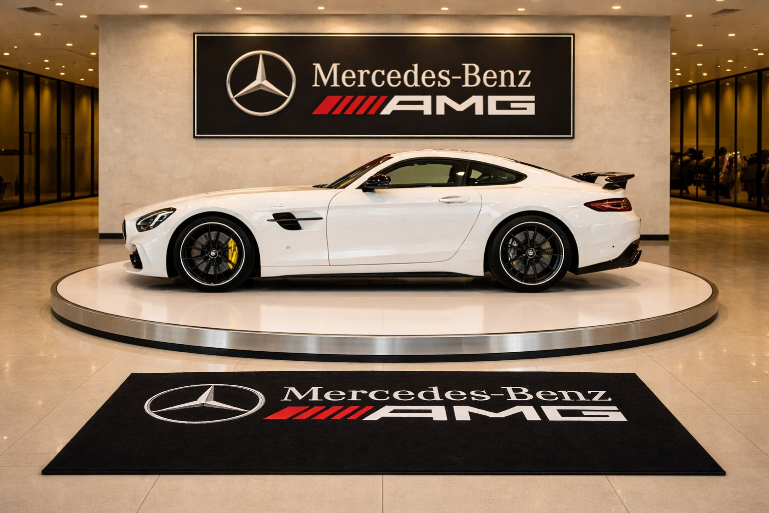Mercedes AMG Luxury Logo Rug and Display Mat Garage, Home, Office, Showroom Floor Decor, 60x87 in / 150x220 cm