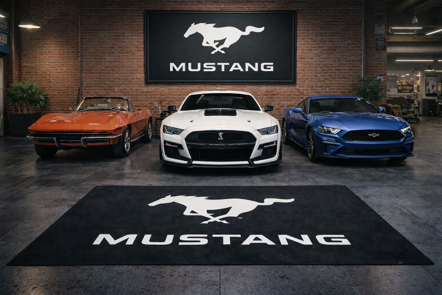 Mustang Luxury Logo Rug and Display Mat Garage, Home, Office, Showroom Floor Decor, 60x87 in / 150x220 cm