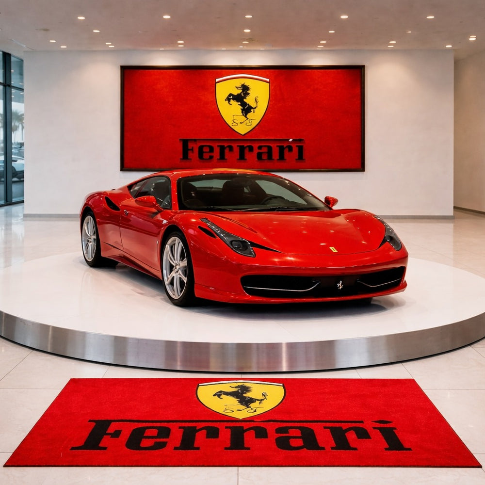 Ferrari Luxury Logo Rug and Display Mat Garage, Home, Office, Showroom Floor Decor, 60x87 in / 150x220 cm