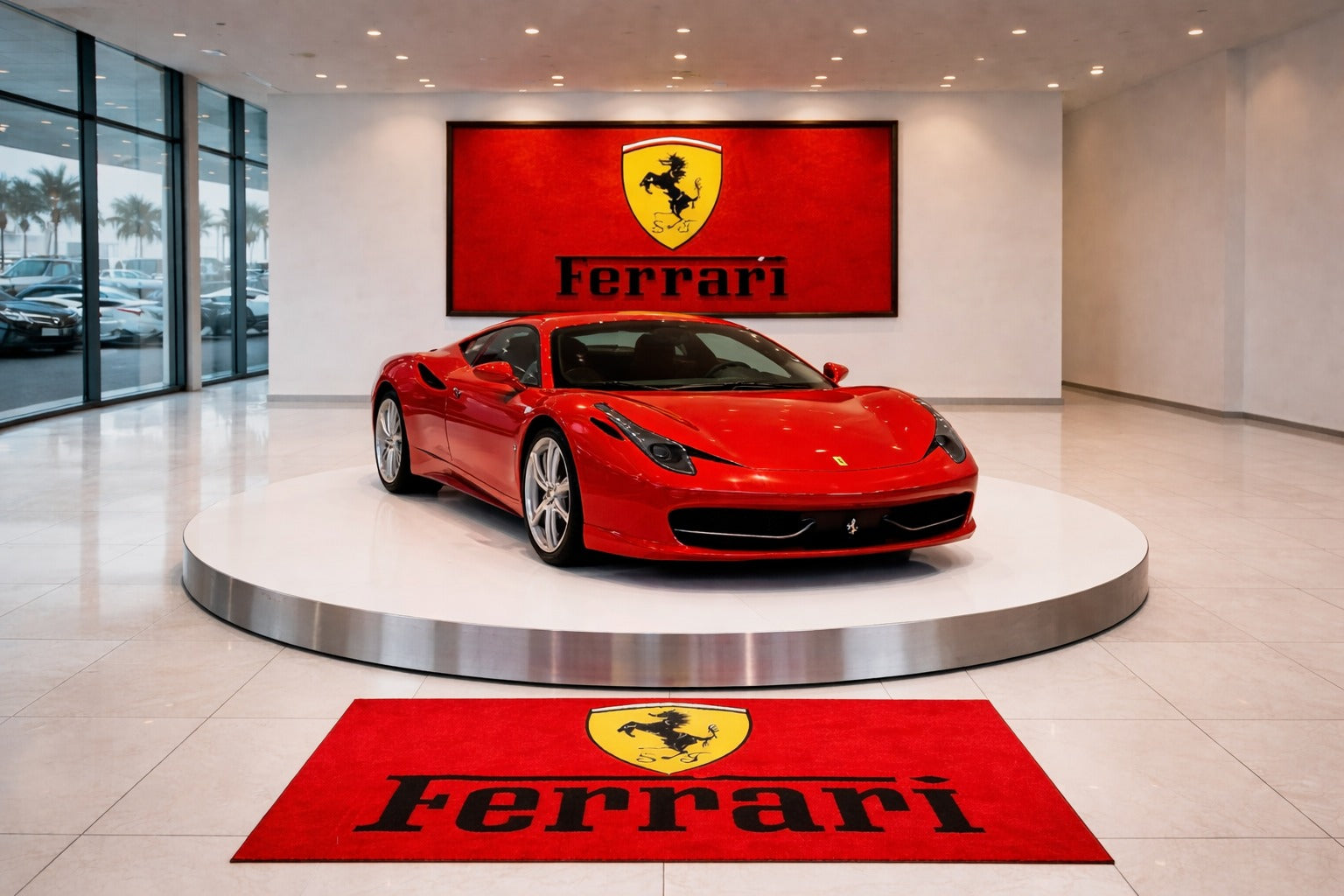 Ferrari Luxury Logo Rug and Display Mat Garage, Home, Office, Showroom Floor Decor, 60x87 in / 150x220 cm