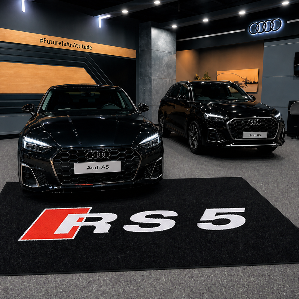 Audi RS5 Premium Luxury Logo Rug and Display Mat Garage, Home, Office, Showroom Floor Decor, 60x87 in / 150x220 cm