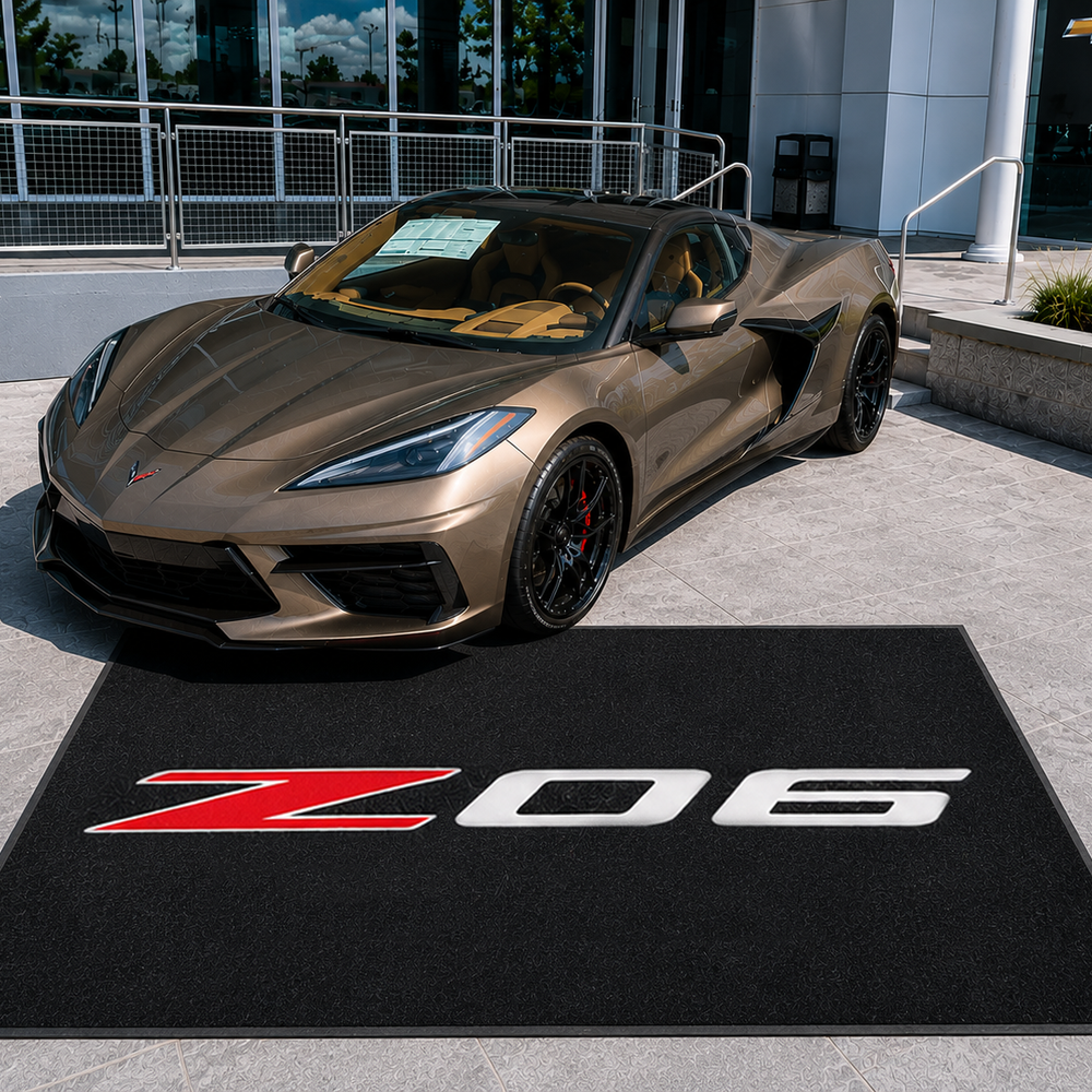 Corvette Z06 Text Premium Luxury Logo Rug and Display Mat Garage, Home, Office, Showroom Floor Decor, 60x87 in / 150x220 cm