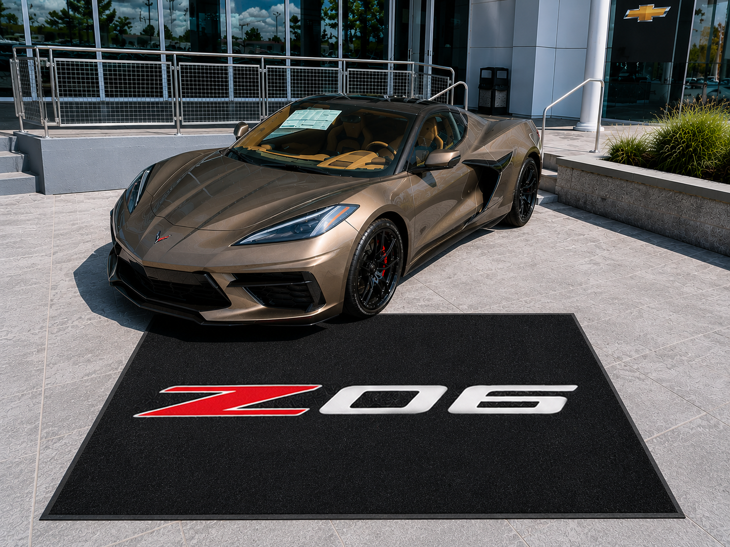 Corvette Z06 Text Premium Luxury Logo Rug and Display Mat Garage, Home, Office, Showroom Floor Decor, 60x87 in / 150x220 cm