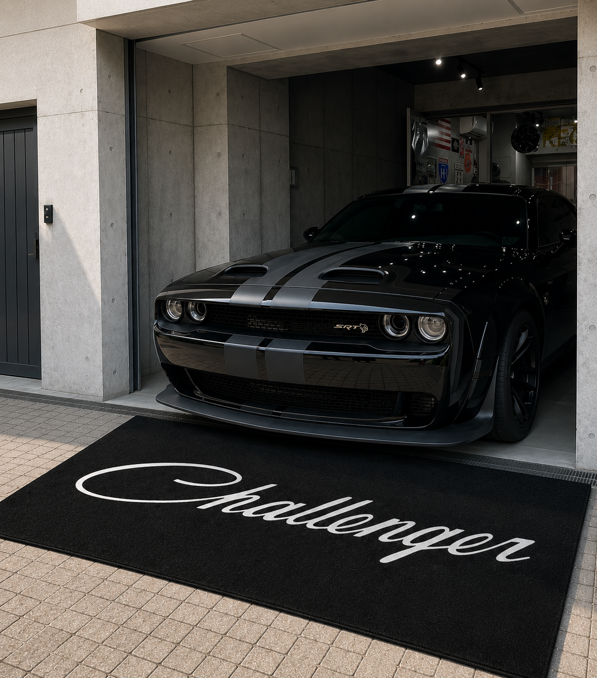 Dodge Challenger Luxury Logo Rug and Display Mat Garage, Home, Office, Showroom Floor Decor, 60x87 in / 150x220 cm