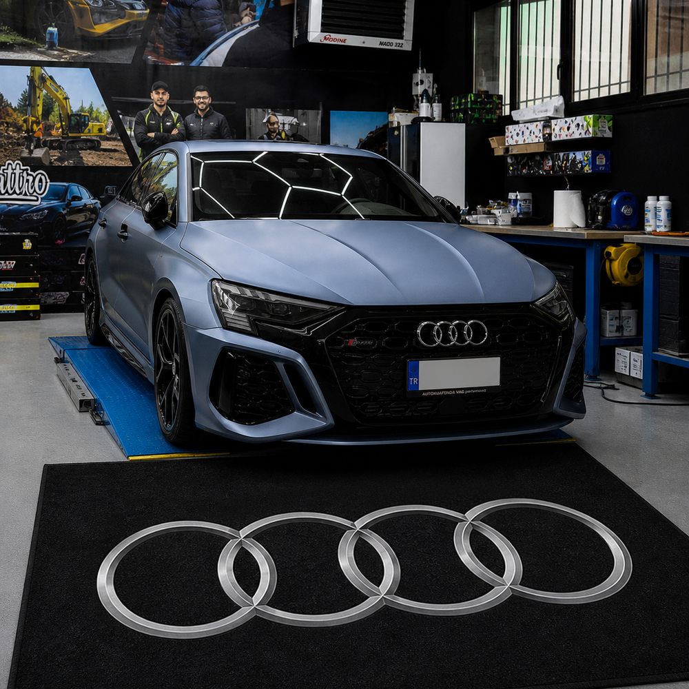 Audi Premium Luxury Logo Rug and Display Mat Garage, Home, Office, Showroom Floor Decor, 60x87 in / 150x220 cm