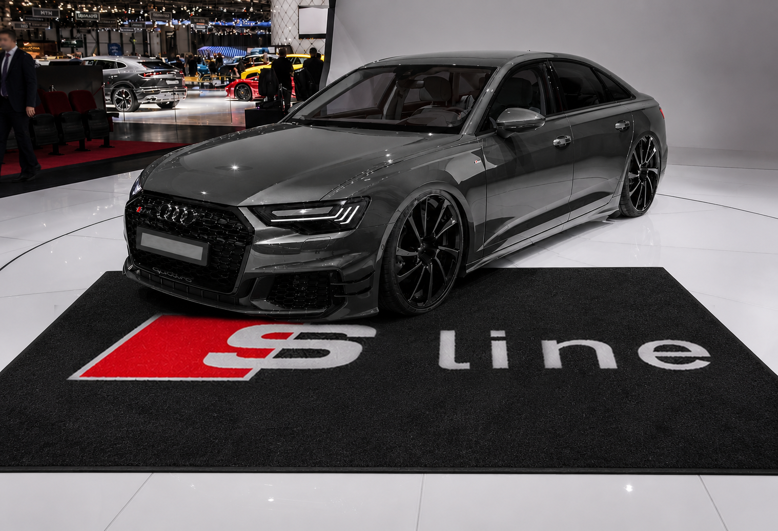 Audi S-Line Premium Luxury Logo Rug and Display Mat Garage, Home, Office, Showroom Floor Decor, 60x87 in / 150x220 cm
