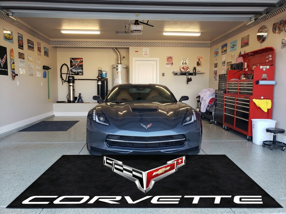 Corvette Premium Luxury Logo Rug and Display Mat Garage, Home, Office, Showroom Floor Decor, 60x87 in / 150x220 cm