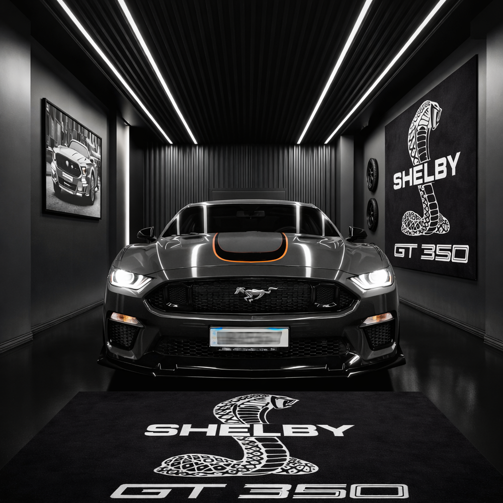 Shelby GT350 Luxury Logo Rug and Display Mat Garage, Home, Office, Showroom Floor Decor, 60x87 in / 150x220 cm