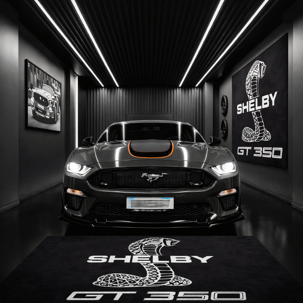 Shelby GT350 Luxury Logo Rug and Display Mat Garage, Home, Office, Showroom Floor Decor, 60x87 in / 150x220 cm