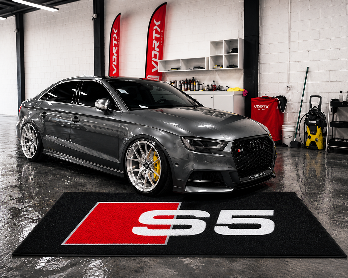Audi S5 Premium Luxury Logo Rug and Display Mat Garage, Home, Office, Showroom Floor Decor, 60x87 in / 150x220 cm