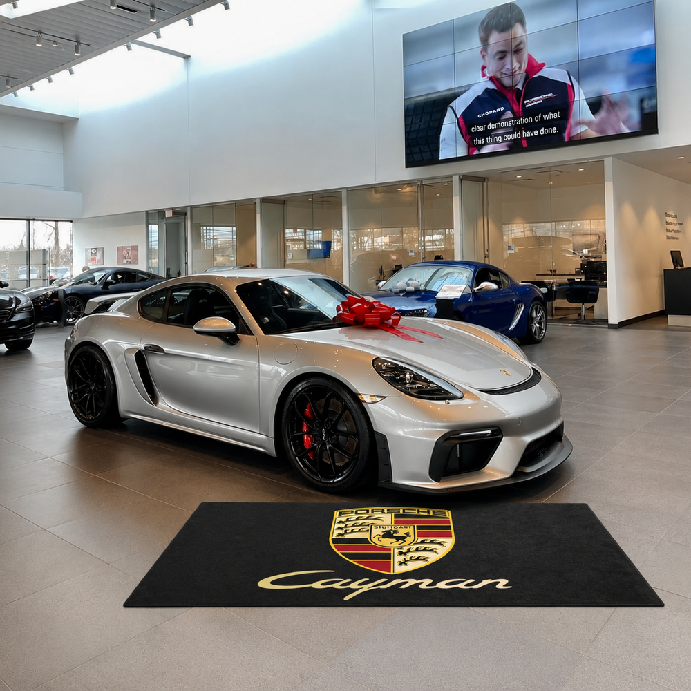 Porsche Cayman Luxury Logo Rug and Display Mat Garage, Home, Office, Showroom Floor Decor, 60x87 in / 150x220 cm