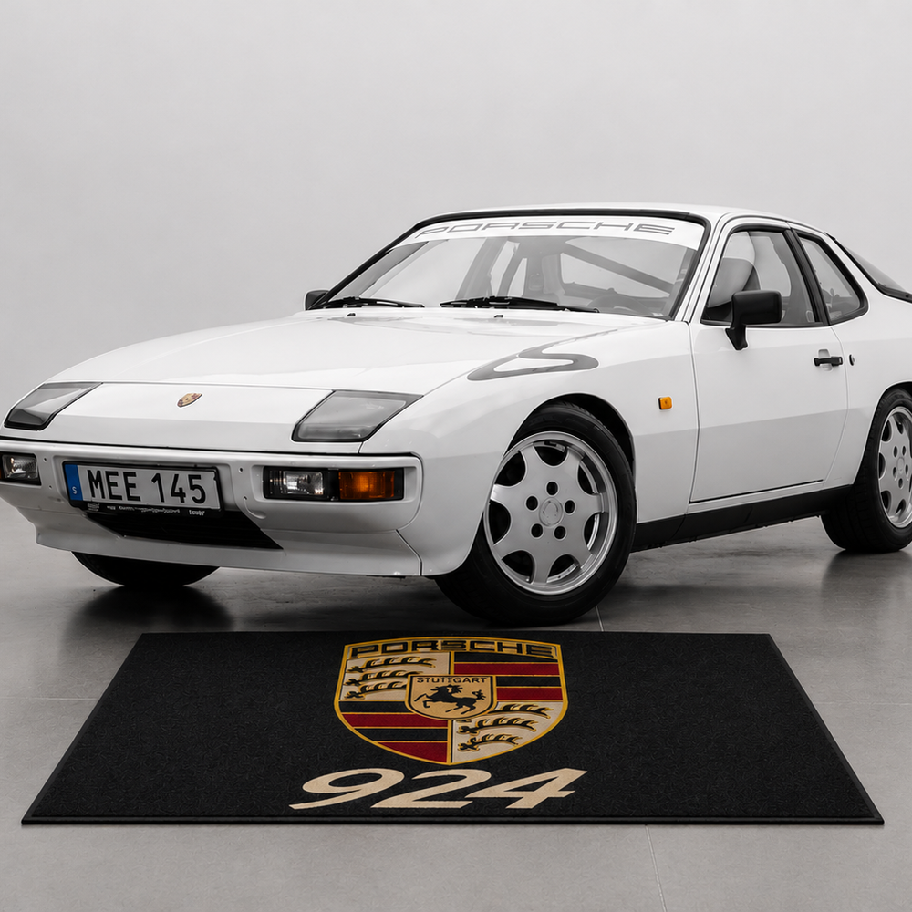 Porsche 924 Luxury Logo Rug and Display Mat Garage, Home, Office, Showroom Floor Decor, 60x87 in / 150x220 cm