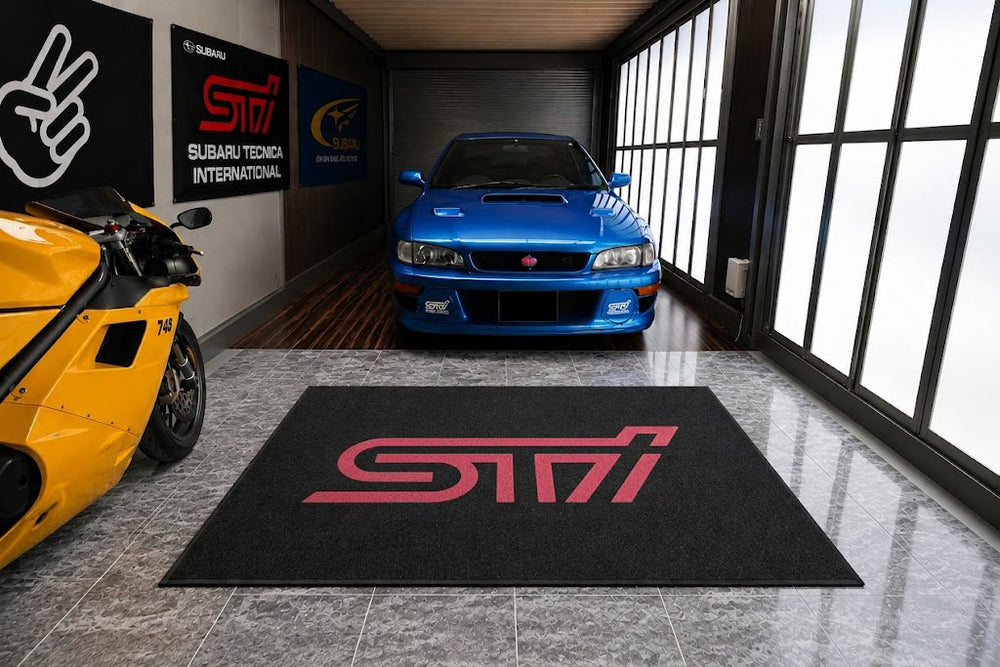 Subaru STI Luxury Logo Rug and Display Mat Garage, Home, Office, Showroom Floor Decor, 60x87 in / 150x220 cm