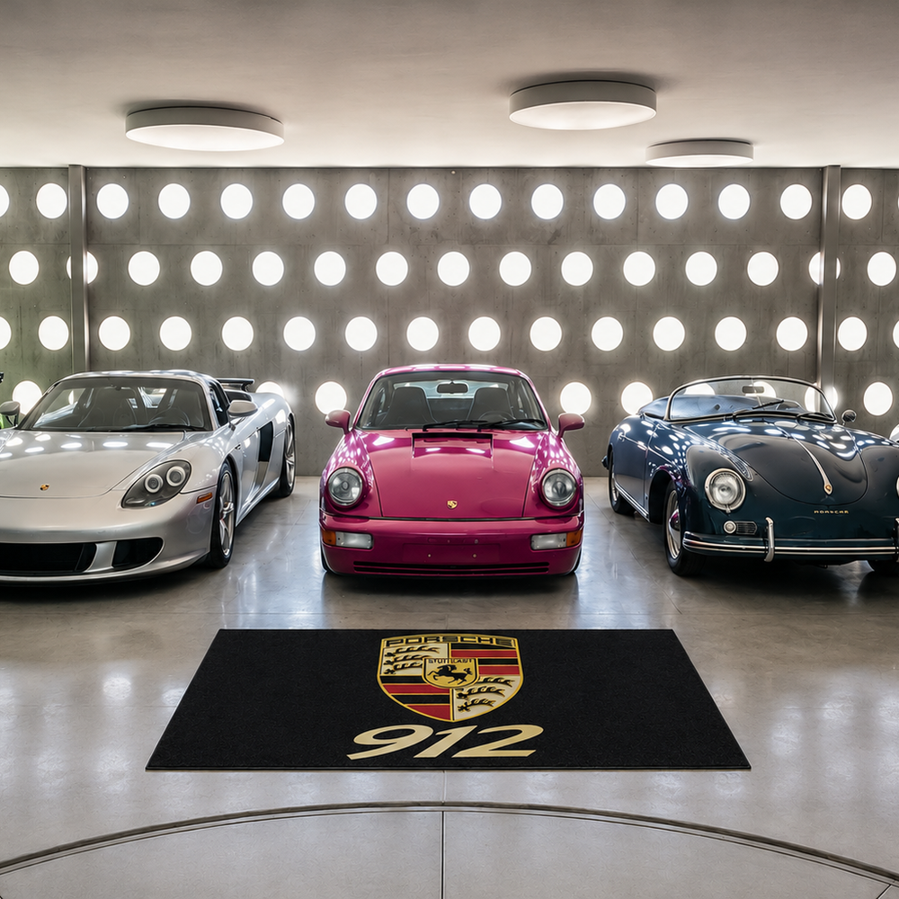 Porsche 912 Luxury Logo Rug and Display Mat Garage, Home, Office, Showroom Floor Decor, 60x87 in / 150x220 cm