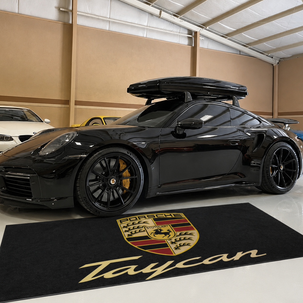 Porsche Taycan Luxury Logo Rug and Display Mat Garage, Home, Office, Showroom Floor Decor, 60x87 in / 150x220 cm